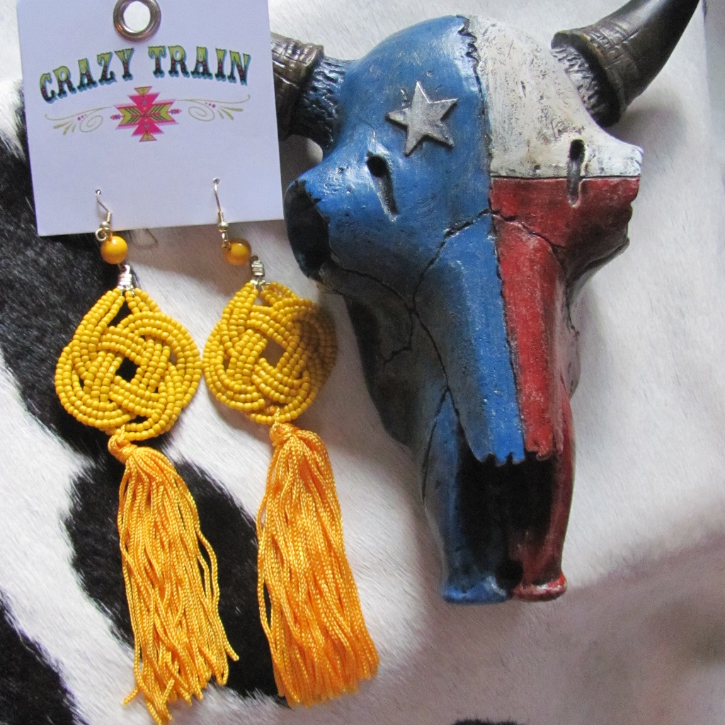 Crazy Train Yellow Cattywampus Earrings All Bea